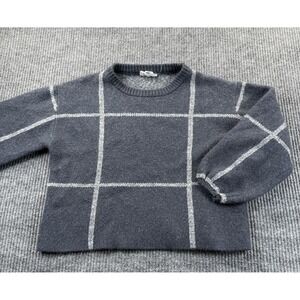 Republic‎ Sweater Womens Small Gray Windowpane Check Balloon Sleeve Pullover